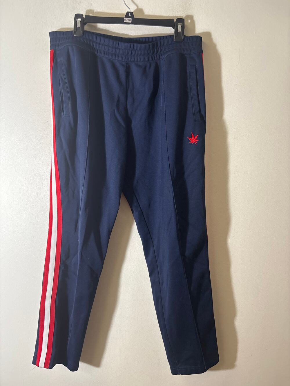 Mens Boast Navy With Red and White Stripe Tipped Warm Up Pant Sz L